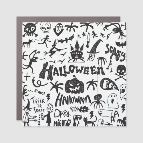 Halloween Monster Doodles Fun Car Magnet