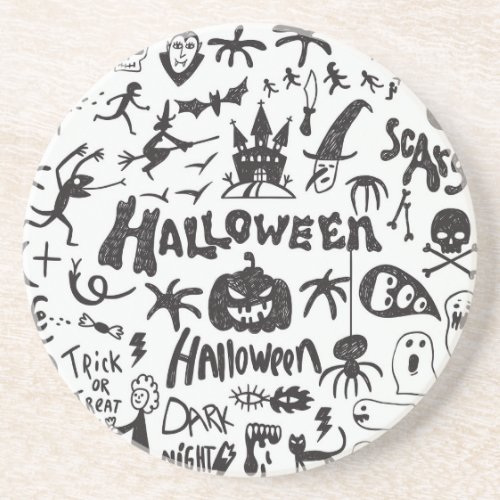 Halloween Monster Doodles Fun Coaster