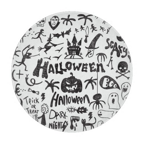 Halloween Monster Doodles Fun Cutting Board