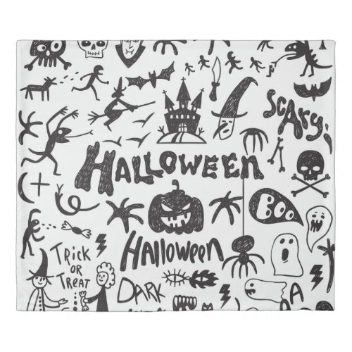 Halloween Monster Doodles Fun Duvet Cover