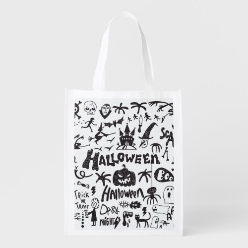 Halloween Monster Doodles Fun Grocery Bag