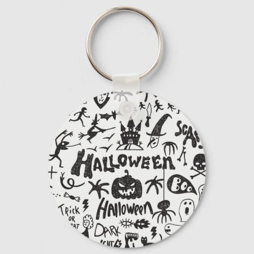 Halloween Monster Doodles Fun Keychain