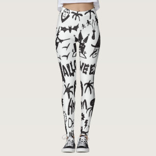 Halloween Monster Doodles Fun Leggings