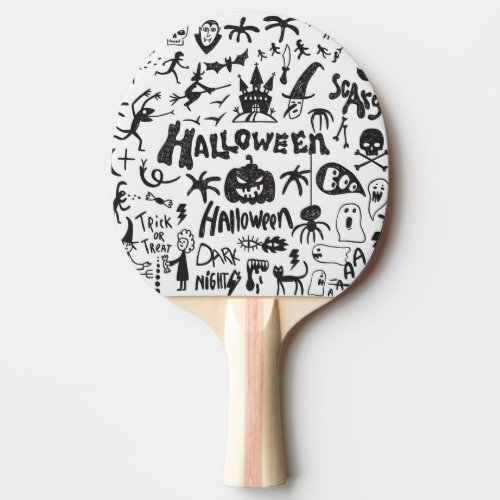 Halloween Monster Doodles Fun Ping Pong Paddle