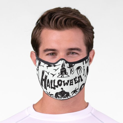 Halloween Monster Doodles Fun Premium Face Mask