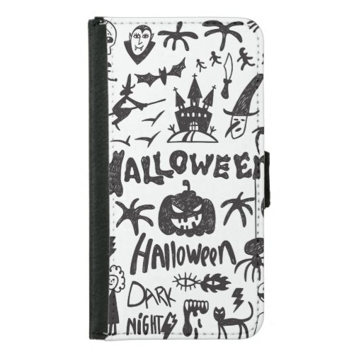 Halloween Monster Doodles Fun Samsung Galaxy S5 Wallet Case