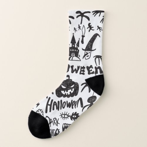 Halloween Monster Doodles Fun Socks