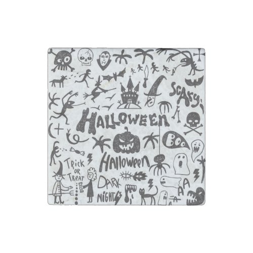 Halloween Monster Doodles Fun Stone Magnet