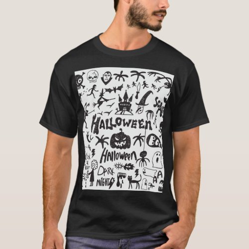 Halloween Monster Doodles Fun T_Shirt