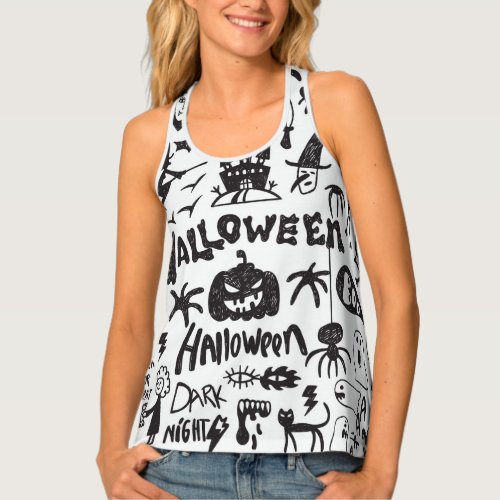 Halloween Monster Doodles Fun Tank Top