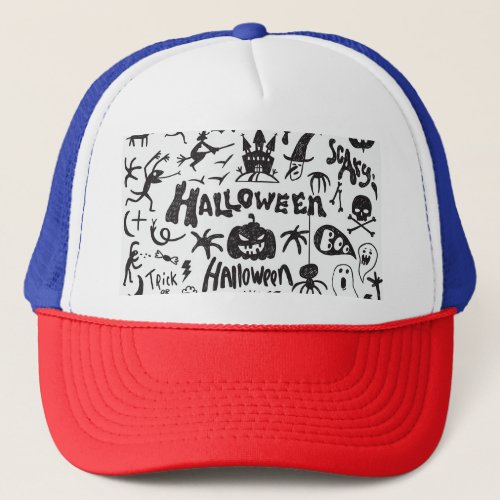 Halloween Monster Doodles Fun Trucker Hat