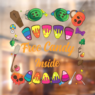 Halloween Monster Free Candy Window Cling