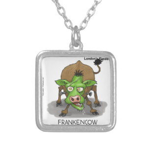 Halloween Monster Funny Cow Gifts Silver Plated Necklace