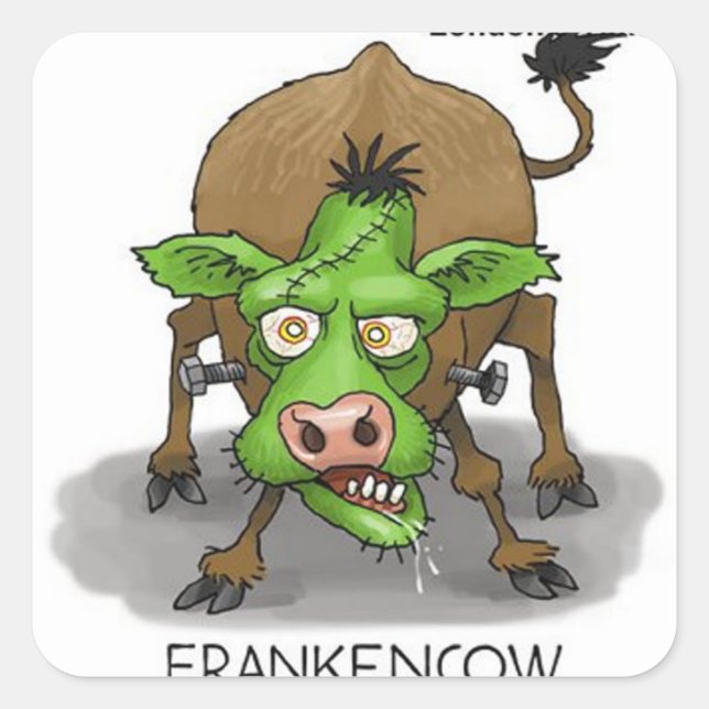 Halloween Monster Funny Cow Gifts Square Sticker (Front)