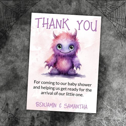 Halloween Monster Girl Baby Shower Thank You Card