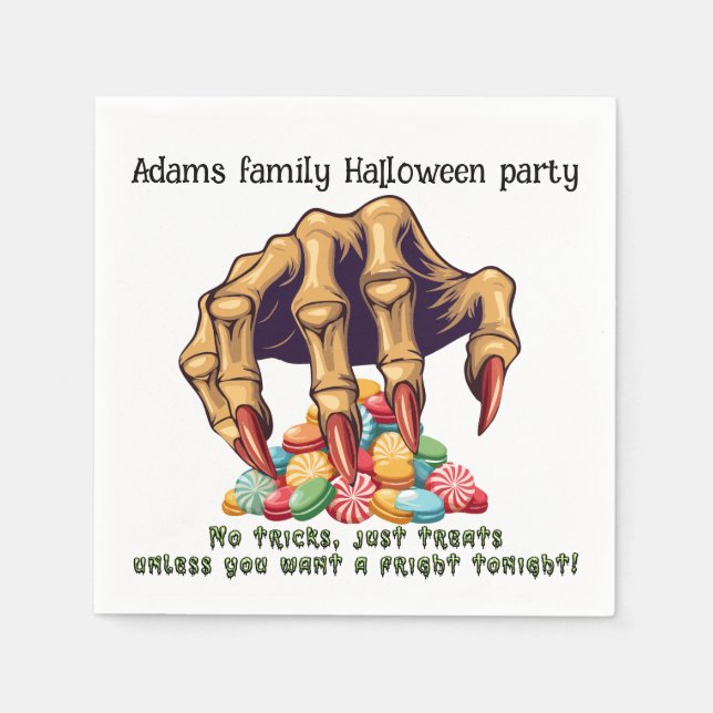 Halloween Monster Hand Candy Protector Napkins (Front)