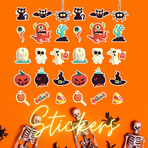 Halloween Monster Icons Vinyl Sticker