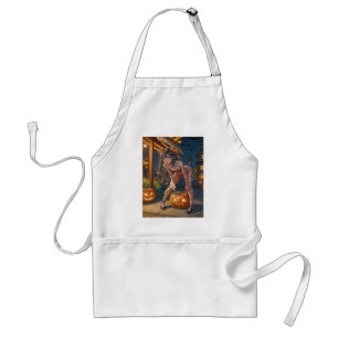 Halloween Monster Jack-o-Lantern & Bat Vixen Girl Adult Apron