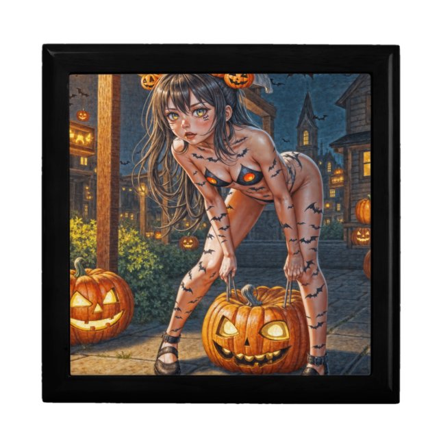Halloween Monster Jack-o-Lantern & Bat Vixen Girl Gift Box (Front)