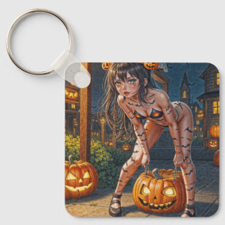 Halloween Monster Jack-o-Lantern & Bat Vixen Girl Keychain