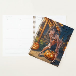 Halloween Monster Jack-o-Lantern & Bat Vixen Girl Planner