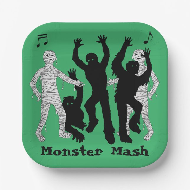 Halloween Monster Mash Dance Party Paper Plates (Front)