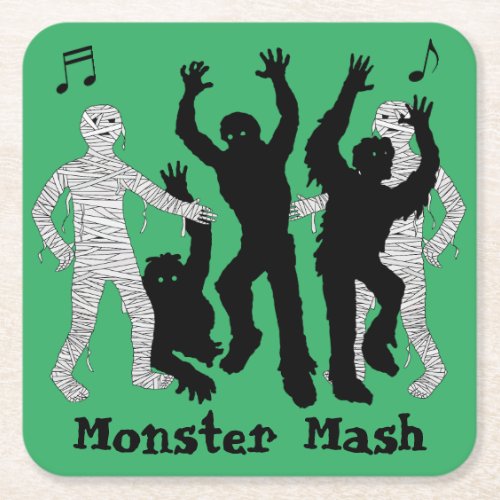 Halloween Monster Mash Dance Party Square Paper Coaster