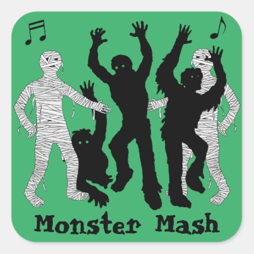 Halloween Monster Mash Dance Party Square Sticker
