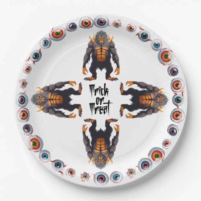 Halloween Monster Mash Gathering Paper Plates (Front)