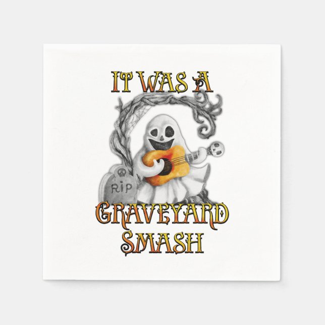 Halloween Monster Mash Ghost Graveyard Smash  Napkins (Front)