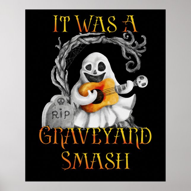 Halloween Monster Mash Ghost Graveyard Smash Poster (Front)