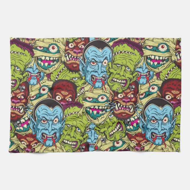 Halloween Monster Mash Kitchen Towel (Horizontal)