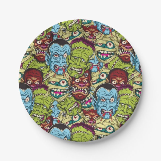 Halloween Monster Mash Paper Plates (Front)