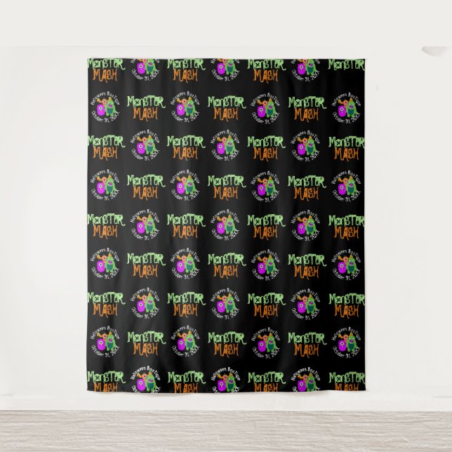 Halloween Monster Mash  Step and Repeat Backdrop (Front)