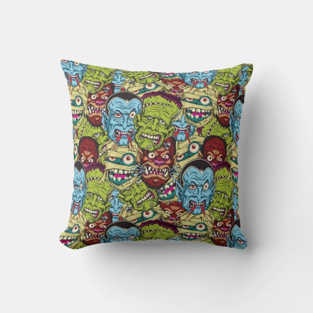 Halloween Monster Mash Throw Pillow (Front)