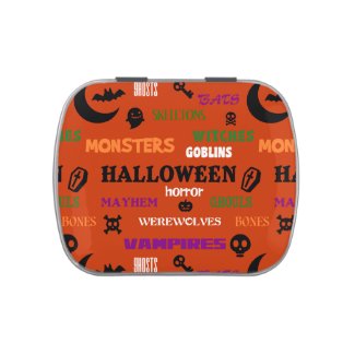 Halloween Monster Mayhem Typography Candy Tins