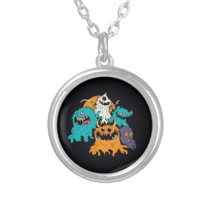 Halloween/Monster/October/Fall Silver Plated Necklace