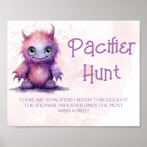 Halloween Monster Pacifier Hunt Baby Shower Game Poster