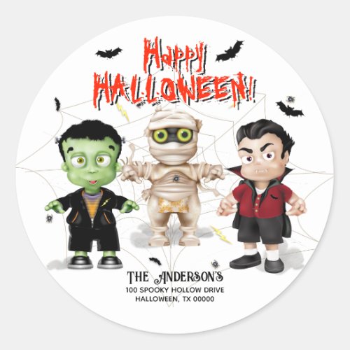 Halloween Monster Party Classic Round Sticker