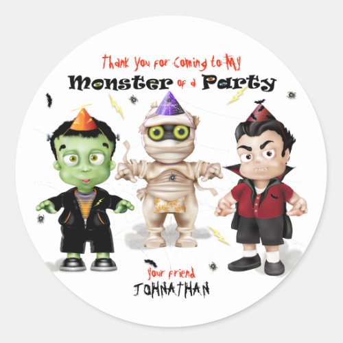 Halloween Monster Party Classic Round Sticker