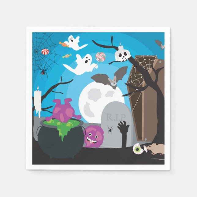 Halloween Monster Scene Napkins (Front)