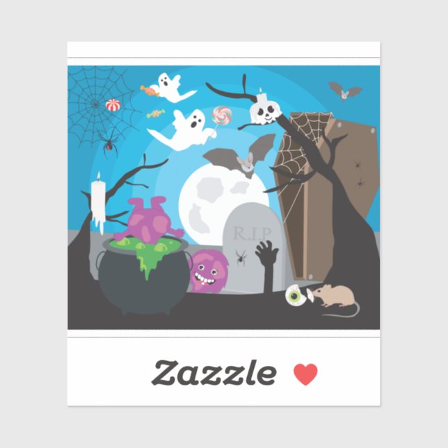 Halloween Monster Scene Sticker (Sheet)