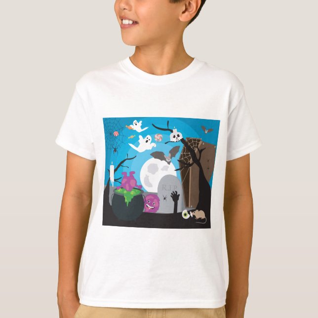 Halloween Monster Scene T-Shirt (Front)