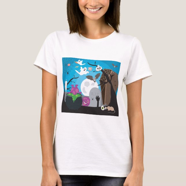 Halloween Monster Scene T-Shirt (Front)