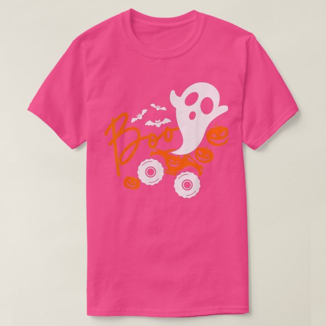 Halloween Monster Truck Ghost Pumpkin T-Shirt (Design Front)