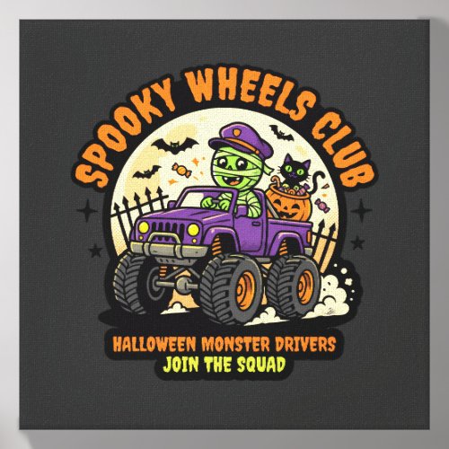 Halloween Monster Truck Night Canvas Photo Tile