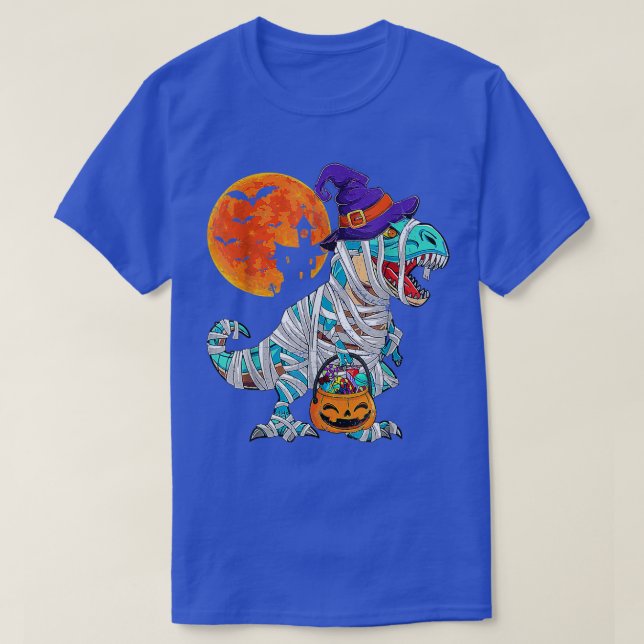 Halloween Monster Truck Pumpkin Mummy Dinosaur T r T-Shirt (Design Front)