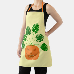 Halloween Monstera Plant in Pumpkin Apron