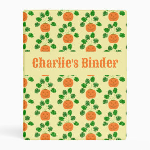 Halloween Monstera Plant in Pumpkin Custom Name Mini Binder