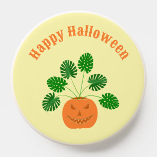 Halloween Monstera Plant in Pumpkin Custom PopSocket